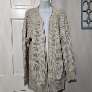Elegant Beige Knit Cardigan Sweater